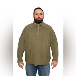 EUC Orvis Men's Olive Green 1/4 Zip-Up Mock Neck Sweater Sz XXL
